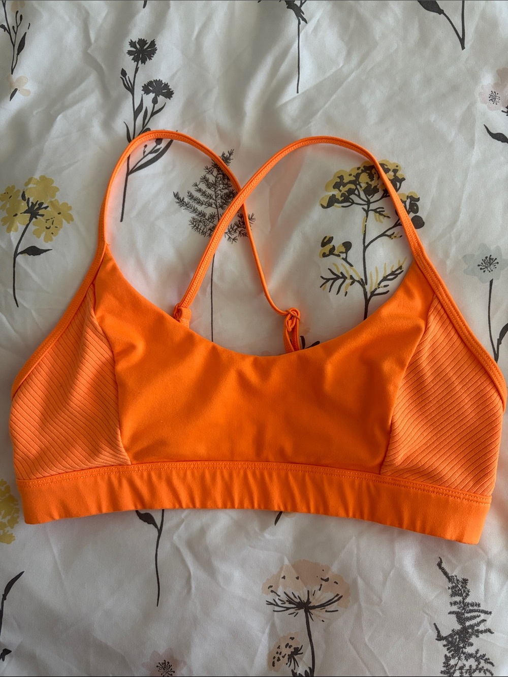 ALO Yoga Neon Orange Strappy Sports Bra